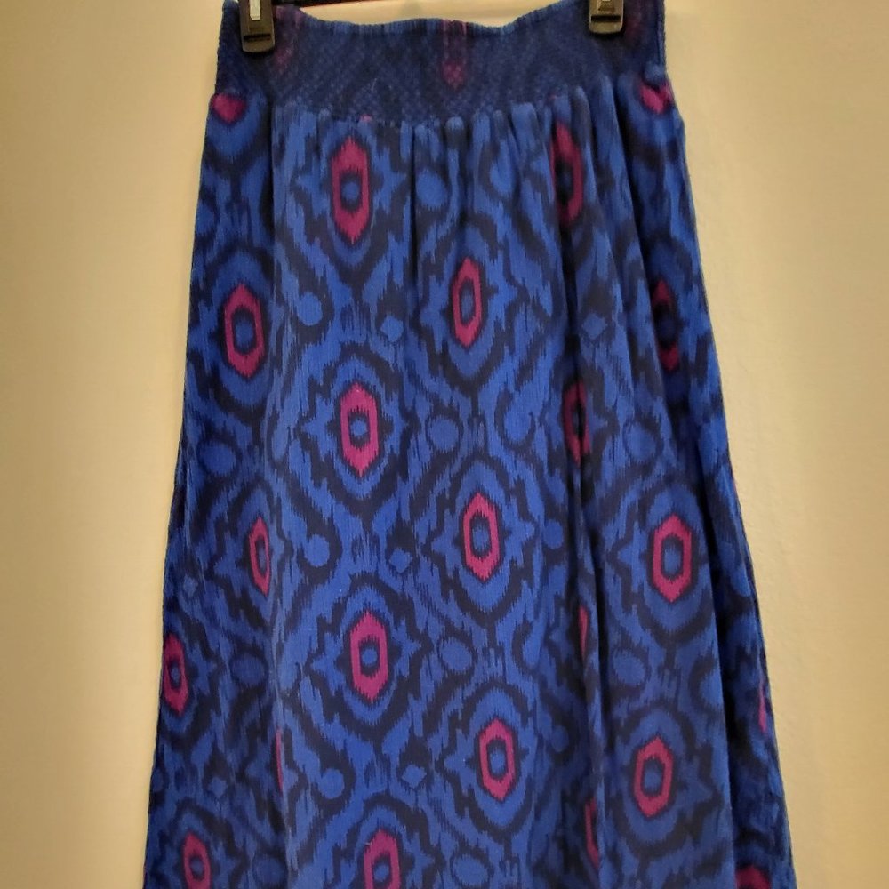 Blue Peacock Pattern Maxi Skirt